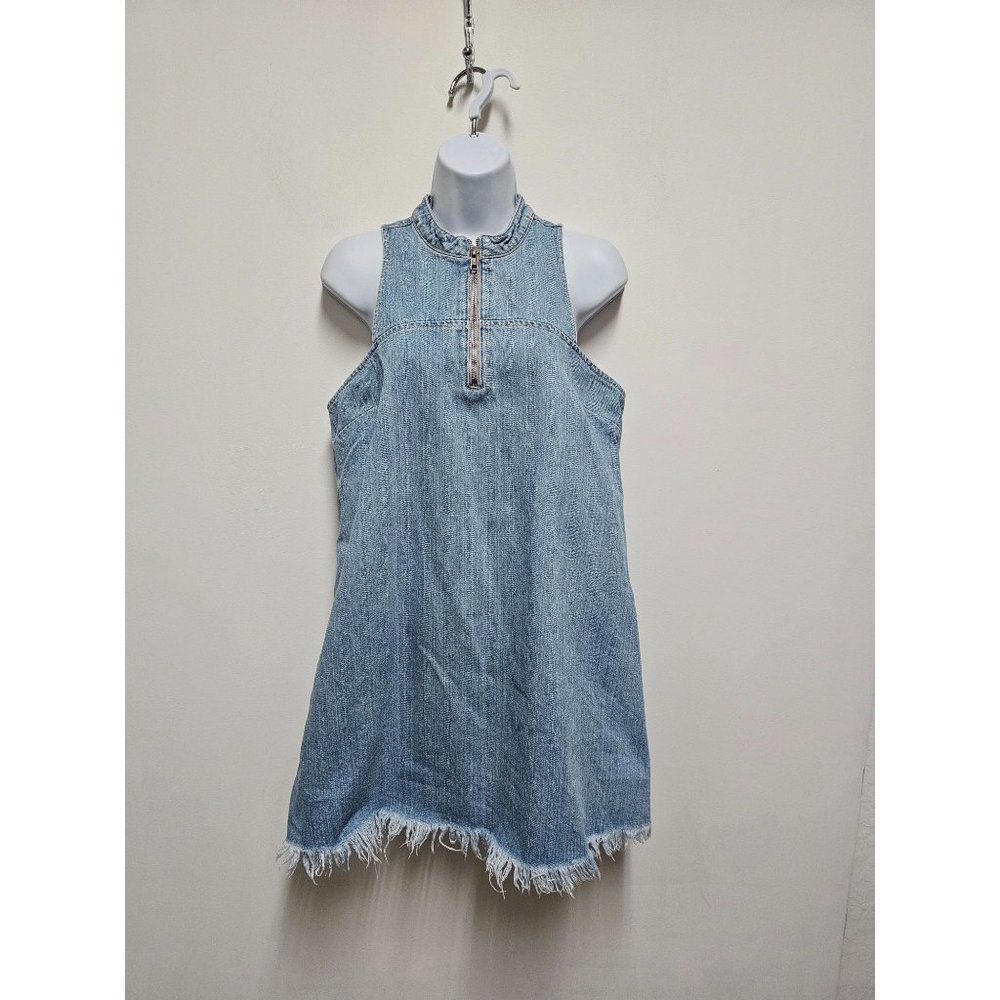 GUESS DENIM SLEEVELESS DRESS SKIRT ( SIZE M) RAW HEM